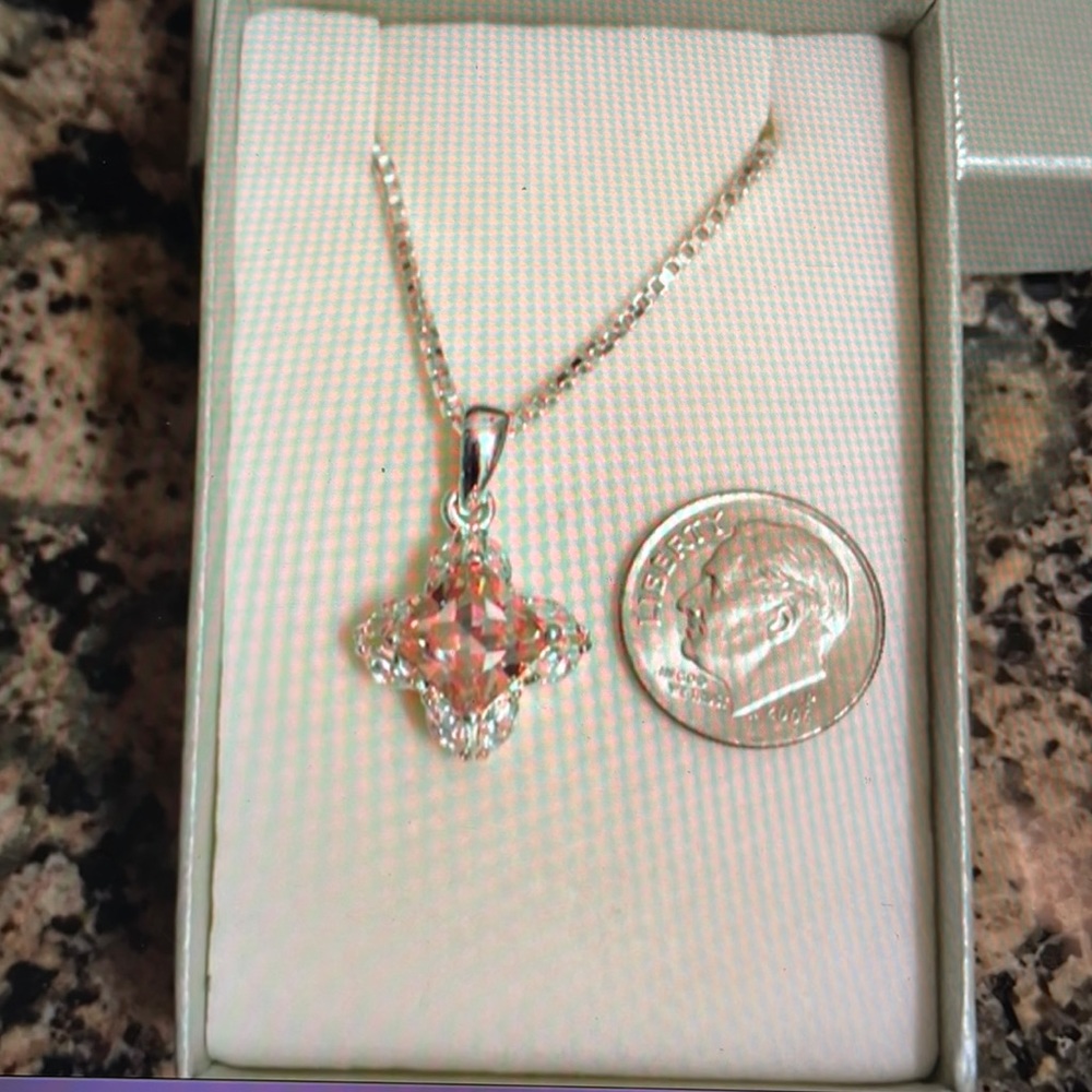 Sterling Silver Pink Austrian Crystal Pendant Retail 152.00 NWT
